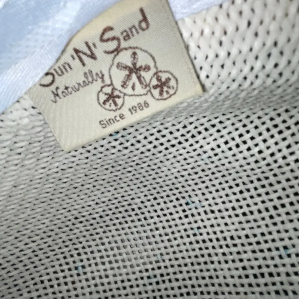 Sun N Sand Wide Brim Sun Hat Blue Splatter Paint Woven Mesh Summer Beach Travel